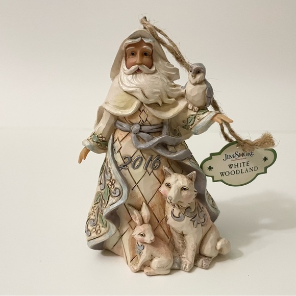 Jim Shore White Woodland 2016 Christmas Ornament Santa w/ Animals - Picture 15 of 16